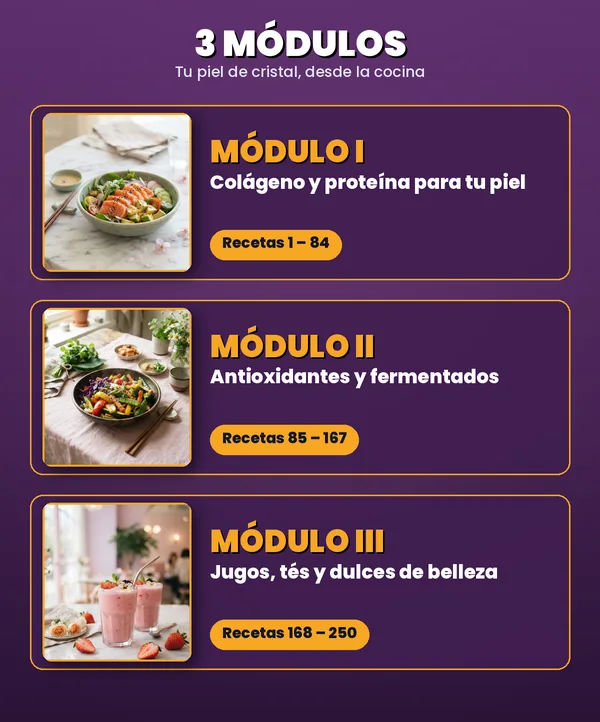 Los 3 módulos del recetario de Glass Skin