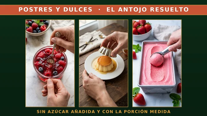 Postres y dulces, el antojo resuelto: sin azúcar añadida y con la porción medida