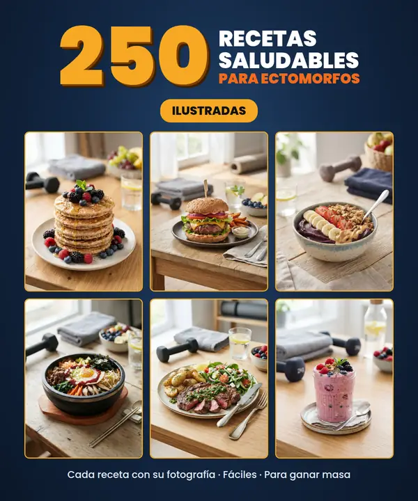 El recetario: 250 recetas de ectomorfos ilustradas, 653 páginas, 3 módulos y 5 bonos