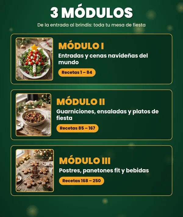 Los 3 módulos del recetario de Navidad
